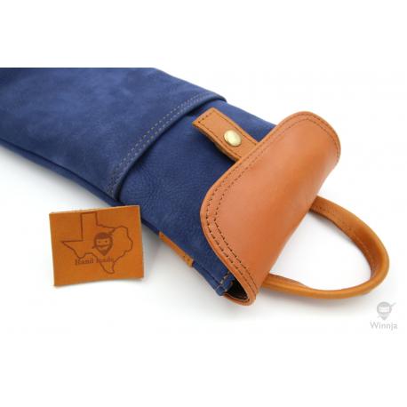 Winnja Full-Grain Keyboard Leather Bag Carrier Blue Brown